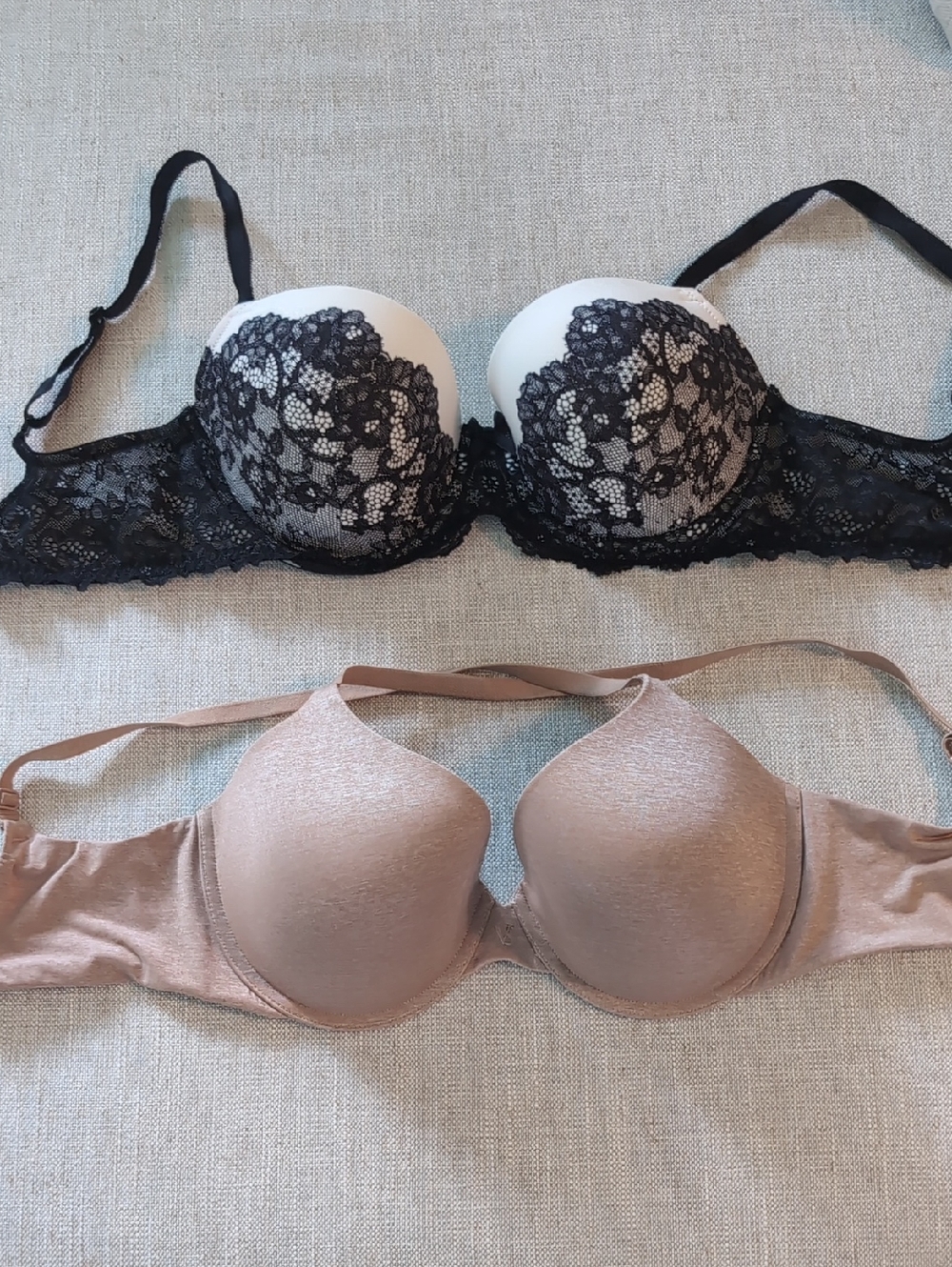 Victoria's Secret Black Lace & Nude Push-Up Bra Set
